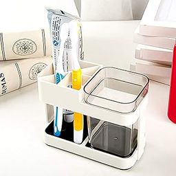 Zollyss 1 Cup Toothbrush Toothpaste Stand Holder Bathroom Storage Organizer, Plastic-image-24