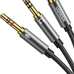 UGREEN Headphone Splitter for Computer 3.5mm Female to 2 Dual 3.5mm Male Headphone Mic Audio Y Splitter Cable Smartphone Headset to PC Adapter (Black)-image-74