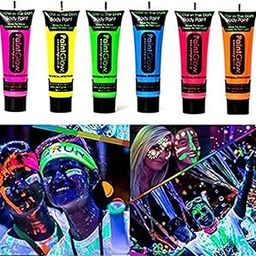 Jagmag® Set of 5 Glow in The Dark Face Body Paint,Washable Neon Face Body Paint,Black Light Face Makeup for Party Halloween Christmas Cosplay Masquerade-image-1