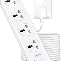FEDUS Surge Protector, 4 Universal Sockets with Individual Switch, 32 Feet 10 Meter Long Cable, Extension Board Cord, Automatic Overload Protection, Fireproof Power Strip Switch Board, Spike Guard-image-31