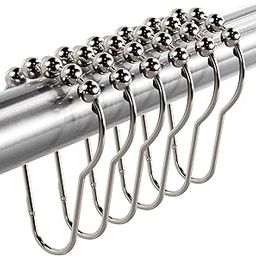 Titanker Shower Curtain Hooks Rings, Stainless Steel Shower Curtain Rings and Hooks for Bathroom Shower Rods Curtains-Set of 12, Nickel-31