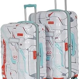 Cyber Punk Set of 2 (Small+Medium) Hardsided Printed Polycarbonate 8 Wheel Double Spinner Printed Eco Trolley Bag, Travel Suitcase for Unisex (White), 75.5 cm-image-7