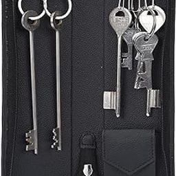 Leather Sarvika Collection Portable Black Keychain (Kh-41410-Black)-21