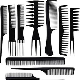 Hair Stylists Professional Styling Comb Set, Great for All Hair Types & Styles Comb set kit Multifunction Anti-Static Barbers Brush Combs Tool for Women Men Kids (10PCS OF 1 SET, BLACK)-image-26