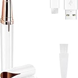 Caraftisha USB Rechargeable Portable Electric Eyebrow Trimmer Pen for women Eyebrow Hair Remover for face Fingers Legs Mouth Safe Painless Precision Shaver Razor Tool (White)-image-63