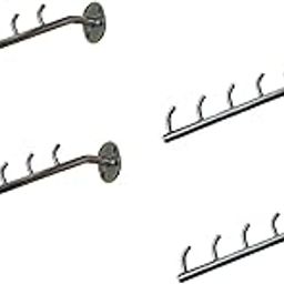 Q1 Beads 8 Pin Hook Stainless Steel Display Hook Hanger for Showroom/Mobile Shop/Wall Mount/Clothes Pack of 4 (Silver)-54