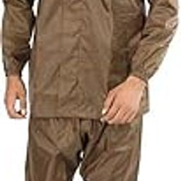 Unisex Waterproof Rain Coat with Hood, Long Sleeve, Snap Button Closure, Standard Size (IN, Alpha, Free Size, Regular, BROWN)-21