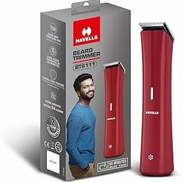 Havells Bt6111 Beard Trimmer, Skin Firendly Stainless Steel Blades 90 Mins Runtime Up To 13 Mm Length Settings 2 Years Guarantee (Red)-Battery Powered, Men-32