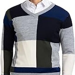 Men Regular Fit Intarsia Pattern Pure Acrylic Full Sleeve V Neck Casual Sweater-image-33