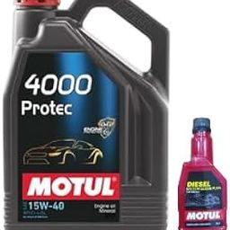 Motul 4000 Protec 15W-40-5L API CI-4/SL Mineral Engine Oil for Diesel Cars with Diesel System Clean Plus (200ml) Combos-image-51