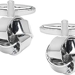 Shining Jewel Elegant Fancy and Designer Silver Plated Cufflinks for Men - Classic Knot Design (SJ_7115)-image-23