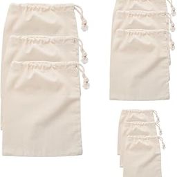 Cotton Vegetable Bags for Fridge Storage - Reusable Storage Bags for Vegetables and Fruits Multipurpose Multi-Size Kitchen Storage Bags Organizer (Pack of 9)-image-1