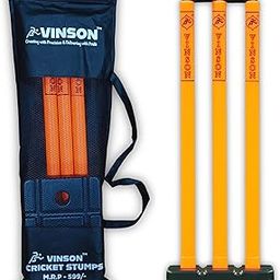 Vinson Senior Heavy Duty Cricket Stumps Set with Zipper Carry Bag for Kids & Adults, Color - Orange & Black, Weight - 750 gm, No Water/Mud Needed to Increase The Weight of The Base.-image-4