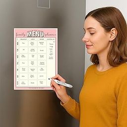 AccuPrints A4 Family Meal Planner, Magnetic Whiteboard with Marker, 29 x 21 cm, Dry Erase Flexible Writing Film for Kitchen Fridge/Office Godrej/Metal Wardrobe-image-67
