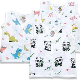 Baby Muslin Jabla 100% Cotton Muslin Button Jabla | White Printed Jhabla | Assorted Pack of 3 | Newborn Baby Dress | for Boys & Girls | Summerwear Jabala | Baby Products (0-3 Months)-image-20