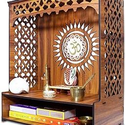 Heartily® Aastha Beautiful Wooden Pooja Mandir for Home or Puja Temple Stand for Office and Shops with Led spot Light (H- 18, L- 16, W-8.75 Inch)-image-92