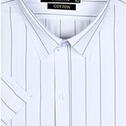 Men's Cotton Half Sleeves Striped Checkred Regular Fit Formal Shirt for Men(GCR278)-image-3