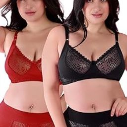 Bridal Honeymoon Cotton Designer Bra Panty Set Lace Push Up Non-Wired Solid Lingerie Lace Bra and Hipster 50MM Broad Belt Panty Set for Women and Girls Lingerie Set-image-83