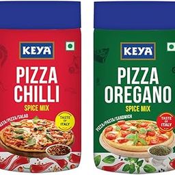 Keya Seasoning Combo | Pizza Oregano 75gm | Pizza Chilli 60gm | Seasonings For Pasta | Premium All Natural & Healthy Italian Spice Blend | Sprinkler | No Artificial Flavours and Colours| Pack of 2-image-1