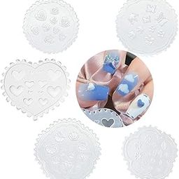 HASTHIP® 5Pcs DIY Nail Charms Resin Mold 3D Nail Art Mold Silicone Resin Mold Decorative Floral Nail Charm Silicone Mold for Resin DIY Nail Art Charms Making Tools-39
