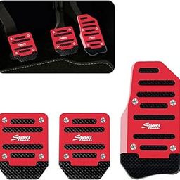 CARIZO Car Sports Red Non Slip Aluminium Alloy Pedal Pad, Clutch Brake Accelerator Pedal Pad Cover, Anti Rubbing Car Pedal Replacement Kit Compatible with Maruti Suzuki Baleno (Type-II) 2015-2018-28
