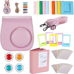 for Compatible with Fujfilm Instax Mini 9 Camera Pu Case Filter+Close Up Lens Gift Set Pink-image-13
