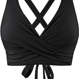 Women Underwire Full Coverage Bikini Top Only Criss Cross Push Up Swim Crop Top Tie Back Bathing Suit-image-71