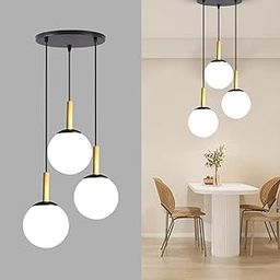 Lyse Decor glass Ceiling Hanging Light for Living Room Center, Chandelier Pendant Light for Drawing Room Center, Dining Table Round Cluster Hanging Lamp, Decorative Lamps (White Shade)-image-82