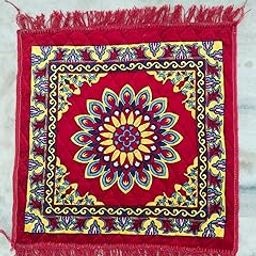 Sia Home Decor Prayer Mat | Velvet Aasan Mat | Meditation Prayer Pooja Carpet Mat | Aasan Mat for Pooja | Self Pooja Prayer Mat | Traditional Aasan Prayer Mat (Red Diamond Floral, 24"x24")-29