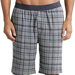 IM02 Men's Tencel Micro Modal Cotton Elastane Stretch Regular Fit Checkered Sleep Shorts with Side Pockets-image-34