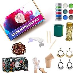 The Pastel Carnival Beginner-Friendly Resin Jewellery Kit | DIY Craft Set with Mini UV Lamp, 10ml Resin, Oxidized Jhumka Bezels, Dried Flowers, Gold Flakes, Mica Colors & Tools-image-2