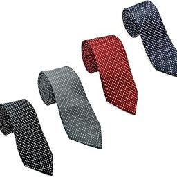 Men Premium Neck Tie Gifting Combo in wooden Box (Gray, Black, Maroon, Navy Blue; Free Size) (Pack of 4)-image-75
