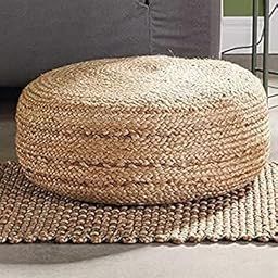 AVSHOP Jute Ottoman Pouf for Seating | Jute Ottoman for Footrest Filled with Bean Balls | Ottoman Pouf Stools for Living RoomBedroomHome, 50x50x25 cm-image-11
