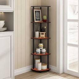 Turn-N-Tube Multi -Floor Tier Corner Display Rack Multipurpose Wall Corner Bookshelf, Standing Rack Shelf, Living Room,Easy Assembly, Space SavingTringle Shape (5 -FLOOR TRINGLE, Teakwood- NATURAL)-image-29