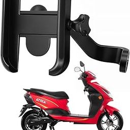 WHIPONE Metal CNC Mobile Holder for Scooter, Scooty & Motorcycle Compatible for Hero Electric Atria, Mirror Mount, 360° Rotation, Strong Anti-Slip Grip, Wide Adjustable Fit for All Smartphones (Black)-12
