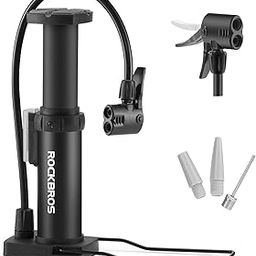 ROCKBROS Mini Bike Pump Portable Bicycle Floor Pump Air Pump Compatible with Presta & Schrader Valve Tire Pump Lightweight Hand Foot Activated Tire Inflator for Road Bike Mountain Bike Balls-31