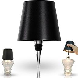 Rechargeable Wireless Bottle Lamp, LED Wine Bottle Light Ambient Light for Desk Table Bar Decor, Wireless Bottle Lamp Shade for Whiskey Wine Liquor Bottle, Black-10