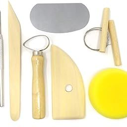 Honbay 8-Piece Wooden Pottery Clay Wax Tool Kit Carving Sculpting Modeling Tool Set-32