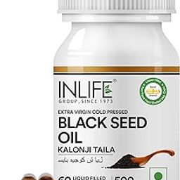 INLIFE Black Seed Oil, Extra Virgin Cold Pressed, 500 mg - 60 Vegetarian Capsule (Pack of 1)-53