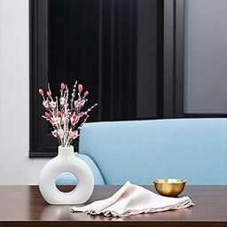 aaBco White Ceramic Donut Vase 4 Inch Modern Flower Vase | Ceramic Vase | Round Shaped Vase | Centerpiece | Home Decor | Office Decor (4 Inch White)-image-52