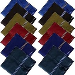 Men's Cotton Handkerchief Hanky (King Size - 48cm x 48cm) - Pack Of 12 (Handkerchiefs Dark Color)-image-80
