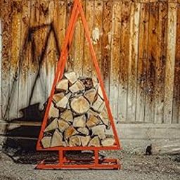 Eminence Lifestyle Firewood Rack, Metal Christmas Tree Log Holder, Firewood Storage, Fireplace Accessory, New Year's Gift Red-image-12