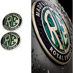 Gate 7 RE Made Like A Gun Round PVC Logo Sticker Fuel Tank Petrol Tank Monogram for Bullet Classic, Electra, Standard, Interceptor, Reborn & All RE Model Bike (Pack of 2, Golden)-5