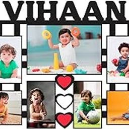 GiftsWale Wood Customized Collage Photo Frame With Name|Best Gift For Birthday, Rakhi Rakshan Bandhan, Kids Friends, Brother, Sister, Lovers|Customize With 13 Pictures, Wall Mount, Black-18