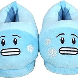Smiley Warm Shoes Emoji Indoor Bedroom Slipper Free Size Funny Soft Plush for Adults Kids Teens Poop Comfy Women Girls Non-Skid Footpads (Sky Blue Winter Emoji)-image-10
