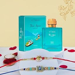 VOKKA Rakhi Gift for Brother – 1 Unisex Thai Aqua Perfume 100ml with 2 Rakhis | Divine Om & Nazariya Rakhi | Raksha Bandhan Combo Set for Bhaiya & Bhabhi-image-97