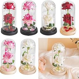 Valentines Day Preserved Flower for Mother Day Anniversary Mom red with Black Base-image-27