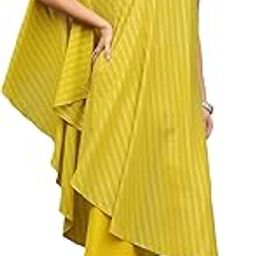 Women Yellow Solid Printed Georgette Top with Pant and Cape Latest Style-32