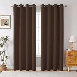 Hoolloomooloo 7 Ft Blackout Door Curtain Set of 2 | Solid Dark Coffee | 80–90% Room Darkening | Thermal Insulated | Eyelet Curtain for Living Room & Home Decor (116 x 214 cm)-image-34