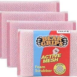 BEAR GRIPS Active mesh Scrub - Foam/Sponge Scratch Proof Scrubber with with Stain Splitter net for All Utensils Type Dish Washing and Heavy and Oily Stains Cleaning - Pack of 4-image-21